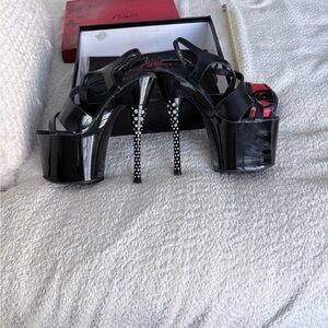 Pleaser Black Patent Platform Heels